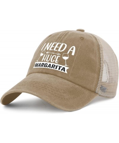 I Need A Huge Margarita Hat Mens Retro Drinking Cap for Women AllBlack Ball Cap Retro Unique Gifts for Engineers Pigment Khak...