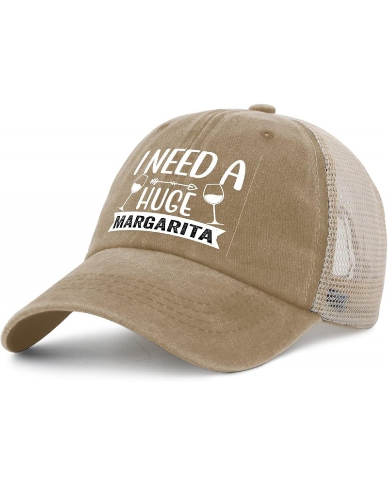 I Need A Huge Margarita Hat Mens Retro Drinking Cap for Women AllBlack Ball Cap Retro Unique Gifts for Engineers Pigment Khak...