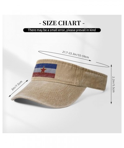 Flag of Yugoslavia Knitting Effect Sun Visor Hats for Women Men Adjustable Sports Sun Hats Golf Cap Natural $11.83 Visors