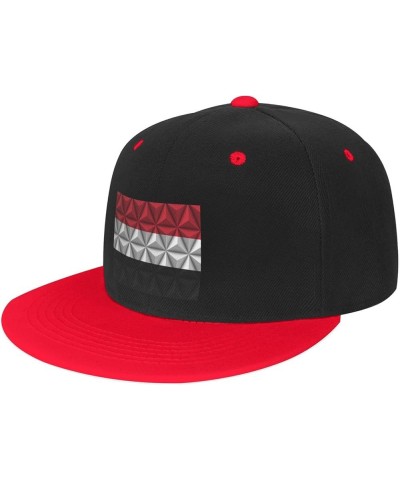 Yemeni Flag with Polygon Effect Baseball Cap for Men Women Snapback Hat Adjustable Flat Bill Hats Red $14.34 Baseball Caps