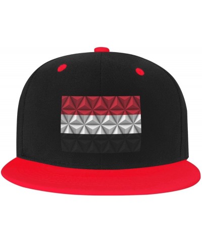 Yemeni Flag with Polygon Effect Baseball Cap for Men Women Snapback Hat Adjustable Flat Bill Hats Red $14.34 Baseball Caps