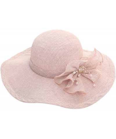 Women's Church Fascinator Bridal Tea Party Wedding Hat Marching Band Hats for Women K-purple,pink,khaki,beige $8.78 Rain Hats