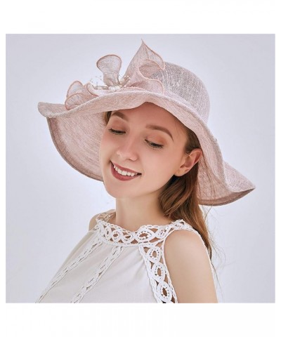 Women's Church Fascinator Bridal Tea Party Wedding Hat Marching Band Hats for Women K-purple,pink,khaki,beige $8.78 Rain Hats