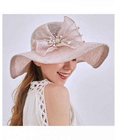 Women's Church Fascinator Bridal Tea Party Wedding Hat Marching Band Hats for Women K-purple,pink,khaki,beige $8.78 Rain Hats