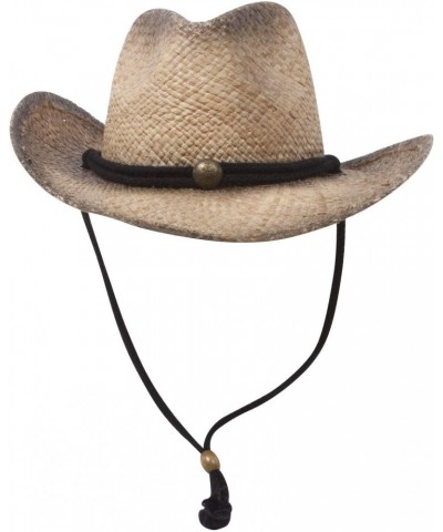 MG Tea Stained Raffia Straw Cowboy Hat - Tan with tint of black $15.59 Cowboy Hats