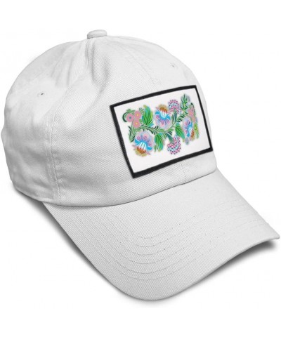 Soft Baseball Cap Colorful Flowers Vintage Look U Botanical & Flowers Botanical White Rectangle Patch $13.23 Baseball Caps