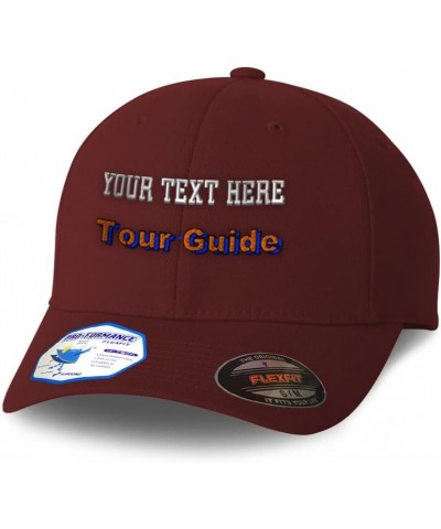 Flexfit Hats for Men & Women Tour Guide Polyester Dad Hat Baseball Cap Burgundy Personalized Text Here $20.29 Baseball Caps