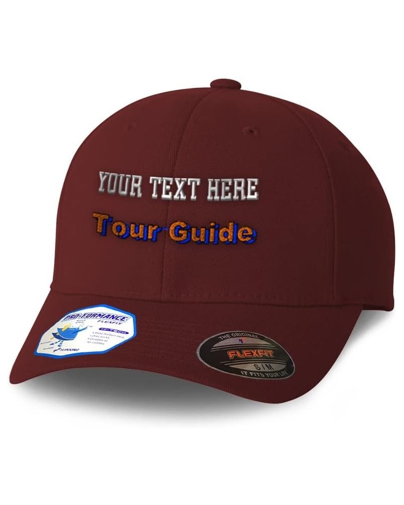 Flexfit Hats for Men & Women Tour Guide Polyester Dad Hat Baseball Cap Burgundy Personalized Text Here $20.29 Baseball Caps