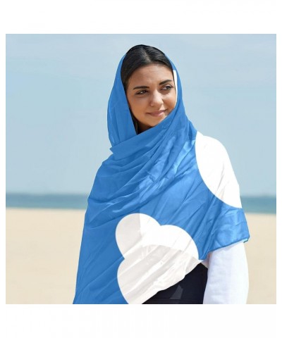 Head Scarf Fashion Chiffon Hair Scarf Scarves for Women white cloud blue background $11.69 Scarves