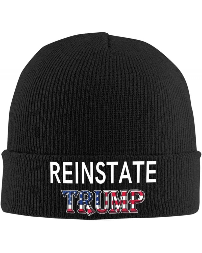 Reinstate Trump Knit Hats Winter Warm Chunky Beanie Hat for Men Women Black $14.57 Skullies & Beanies