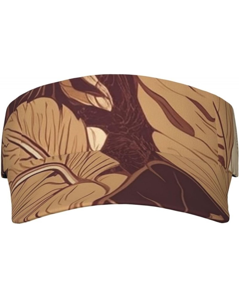 Sport Sun Visor Hats Adjustable Empty Top Baseball Cap Summer Beach Sunset Sun Visor Cap for Women Men Brown Tropical Leaves ...