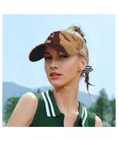 Sport Sun Visor Hats Adjustable Empty Top Baseball Cap Summer Beach Sunset Sun Visor Cap for Women Men Brown Tropical Leaves ...