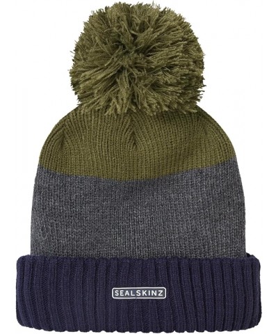 Men's Flitcham Waterproof Fleece Lined Cold Weather Bobble Hat Navy/Grey/Olive $26.88 Skullies & Beanies