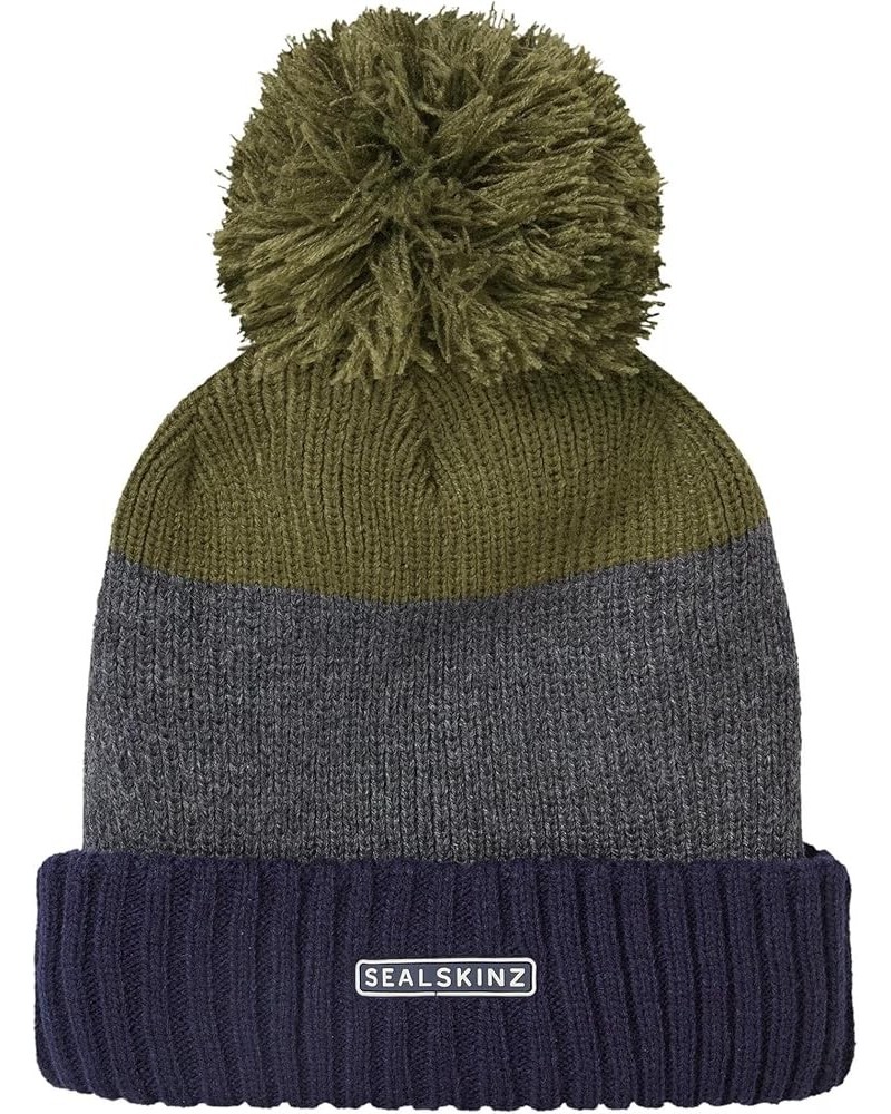 Men's Flitcham Waterproof Fleece Lined Cold Weather Bobble Hat Navy/Grey/Olive $26.88 Skullies & Beanies