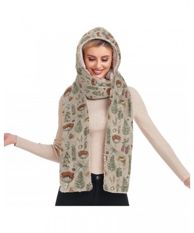 Vintage Mushroom Plants Hooded Hat Scarf for Women Winter 3 in 1 Mitten Combo Cold Weather Neck Warmer $12.40 Scarves