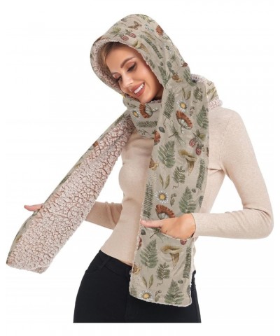 Vintage Mushroom Plants Hooded Hat Scarf for Women Winter 3 in 1 Mitten Combo Cold Weather Neck Warmer $12.40 Scarves