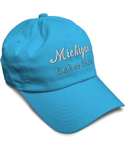 Soft Baseball Cap Michigan Lake State Cotton Dad Hats for Men & Women Aqua $12.18 Baseball Caps