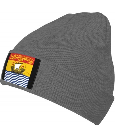 Flag Map of New Brunswick Beanie Hat for Men Women Soft Cozy Skull Cap Winter Warm Knit Hats Deep Heather $12.74 Skullies & B...