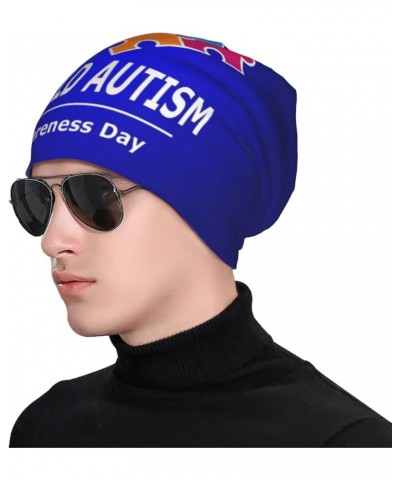 Autistic Autism Awareness Day Month 2023 Hat Beanie Cap Warm Knit Winter Skull Stretch Hats for Men Woman Black $10.42 Skulli...