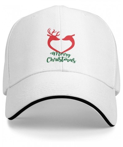 Reindeer Love Heart Merry Christmas Baseball Cap for Men Women White $11.75 Baseball Caps