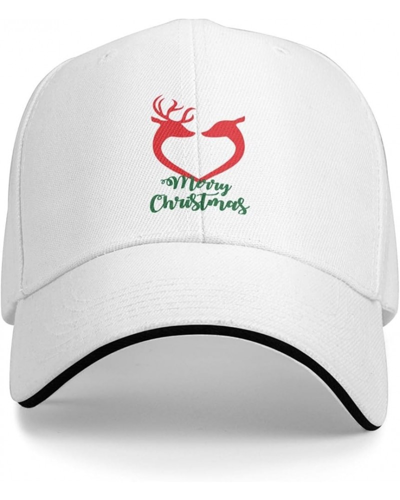 Reindeer Love Heart Merry Christmas Baseball Cap for Men Women White $11.75 Baseball Caps