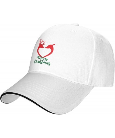 Reindeer Love Heart Merry Christmas Baseball Cap for Men Women White $11.75 Baseball Caps