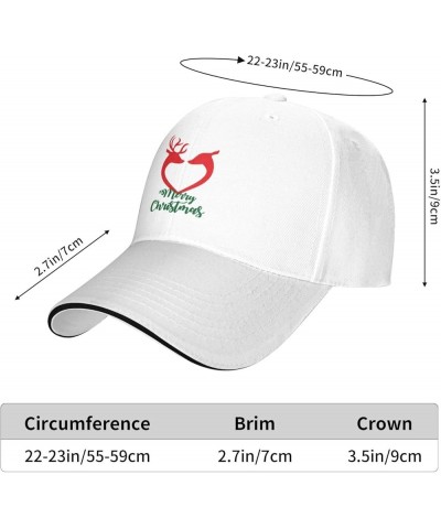 Reindeer Love Heart Merry Christmas Baseball Cap for Men Women White $11.75 Baseball Caps