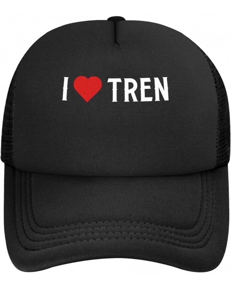 I Love Tren Men's Baseball Cap Low Profile Mesh Trucker Cap Adjustable Black $10.65 Baseball Caps