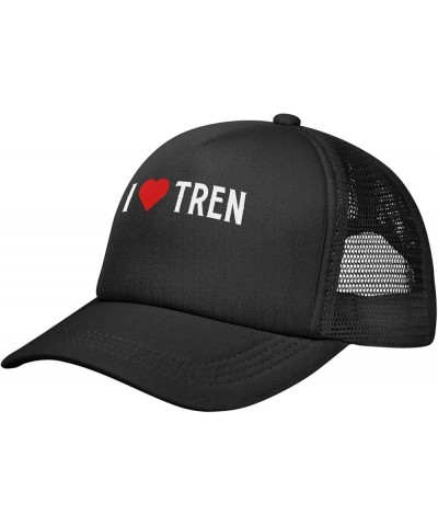 I Love Tren Men's Baseball Cap Low Profile Mesh Trucker Cap Adjustable Black $10.65 Baseball Caps