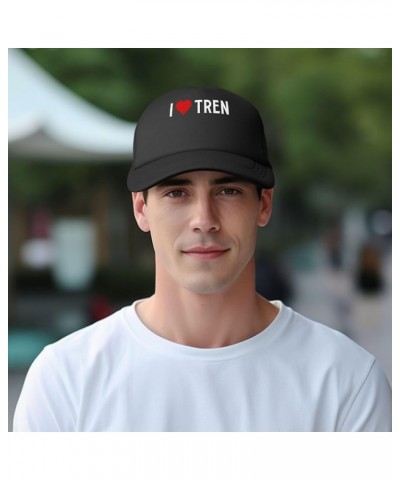 I Love Tren Men's Baseball Cap Low Profile Mesh Trucker Cap Adjustable Black $10.65 Baseball Caps