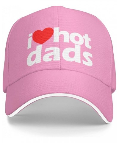 Hat I Love Hot Dads Heart Hot Father Love Hot Dads Baseball Cap Men Ponytail Hat Women Dad Hat Trucker Hat Black Pink $11.56 ...