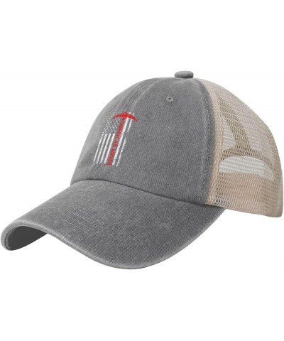 American Miner Patriot Day Baseball Cap for Women Mens Hats Retro Mesh Caps Dad Hat Gray $9.34 Baseball Caps