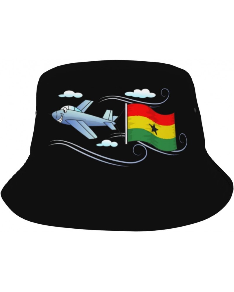 Bucket Hat Airplane with Ghana Flag Fisherman's Cap Men and Women. Sun Hats Black $14.91 Bucket Hats