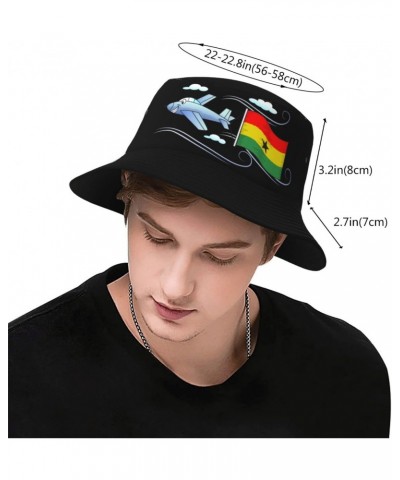 Bucket Hat Airplane with Ghana Flag Fisherman's Cap Men and Women. Sun Hats Black $14.91 Bucket Hats