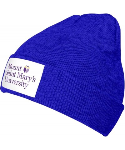 Mount Saint Mary's University Logo Ribbed Knit Cap Beanie Hats for Men Women, Warm Cozy Knitted Cuffed Cap Blue $7.97 Skullie...