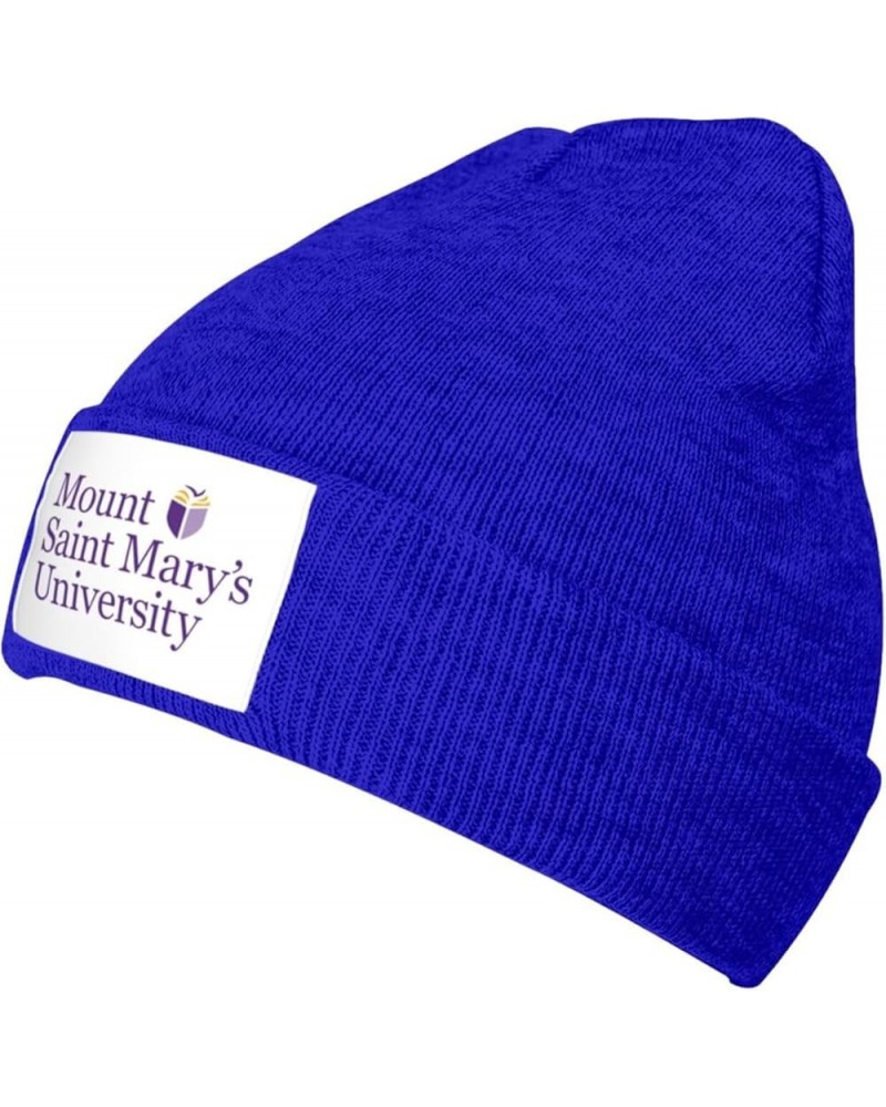 Mount Saint Mary's University Logo Ribbed Knit Cap Beanie Hats for Men Women, Warm Cozy Knitted Cuffed Cap Blue $7.97 Skullie...