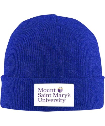 Mount Saint Mary's University Logo Ribbed Knit Cap Beanie Hats for Men Women, Warm Cozy Knitted Cuffed Cap Blue $7.97 Skullie...