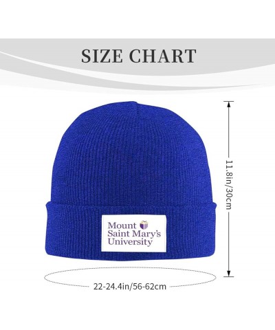 Mount Saint Mary's University Logo Ribbed Knit Cap Beanie Hats for Men Women, Warm Cozy Knitted Cuffed Cap Blue $7.97 Skullie...