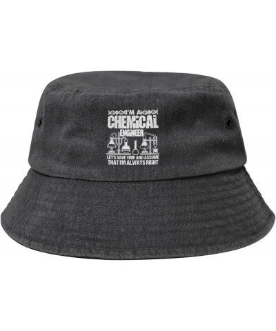 I'm Chemical Engineer Washed Denim Bucket Cap Fisherman Sunhat Fashion Wide Brim Hiking Cowboy Hat Black $11.47 Bucket Hats