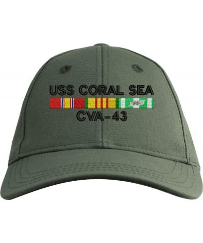 USS Coral Sea CVA-43 with Vietnam Service Ribbons Embroidered Cap Olive Drab Green Made in Usa Low Profile $19.17 Baseball Caps