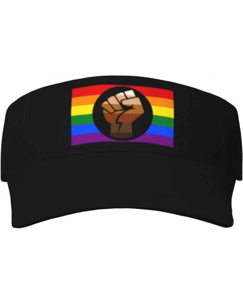 Pride Support Fist Rainbow Flag Visor Cap Adjustable Uv Protection Sun Visor Hats Empty Top Baseball Hat for Women and Men $1...