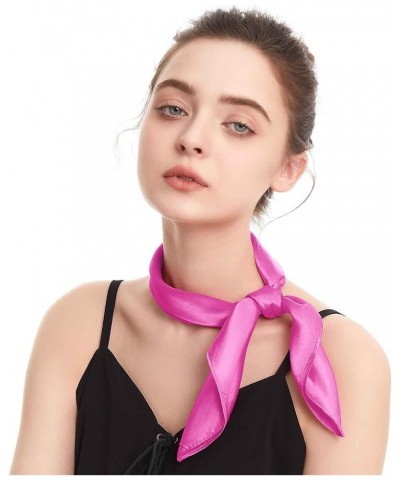 Silk Feeling Scarf Square Chiffon Scarf Solid Color Bandanas Retro Scarfs for Women Neck Scarf Purse Scarf Rose Pink $8.69 Sc...