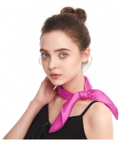 Silk Feeling Scarf Square Chiffon Scarf Solid Color Bandanas Retro Scarfs for Women Neck Scarf Purse Scarf Rose Pink $8.69 Sc...