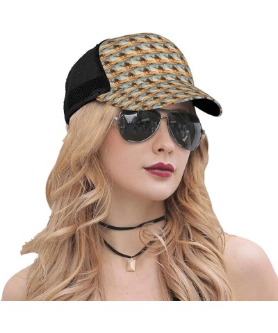 Cute Bunny Print Baseball Cap, Curved Brim Mesh Baseball Cap, Adjustable Baseball Mesh Cap Desert Sand Camel1 One Size $14.07...