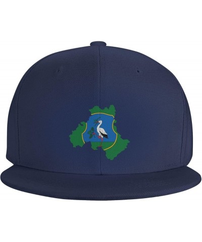 Flag Map of Heves County Snapback Hats for Men Baseball Cap Trucker Hat Flat Brim Hats Navy Blue $11.89 Baseball Caps