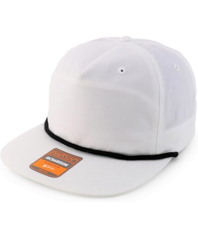 UPF 50 Unstructured 5 Panel Flatbill Golf Snapback Cap White Black $14.70 Baseball Caps