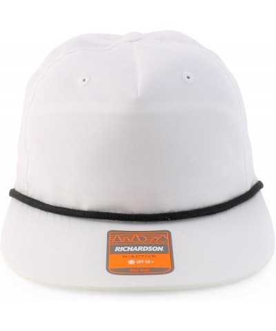 UPF 50 Unstructured 5 Panel Flatbill Golf Snapback Cap White Black $14.70 Baseball Caps