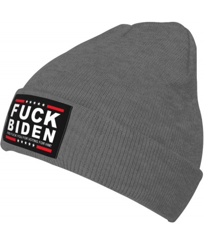 Fuck Biden and Fuck You for Voting for Him Beanie Hat Women Skull Cap Men Slouchy Hat Knitted Hat Knit Hat Black Deep Heather...