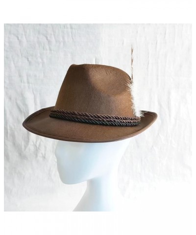 Vintage Cowboy Hat Western Feather Decors Cowgirl Hat for Women & Men Fedora Felt Jazzs Hat Bn $7.50 Cowboy Hats