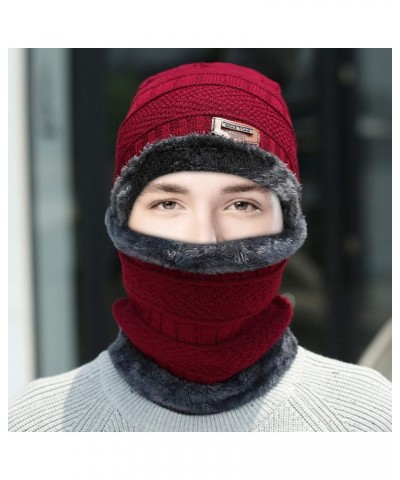 Earflap for Women Knitted Winter Men Womens Hat Cap Warm Knit Baseball Caps Gentleman Hat Red-b $11.36 Skullies & Beanies